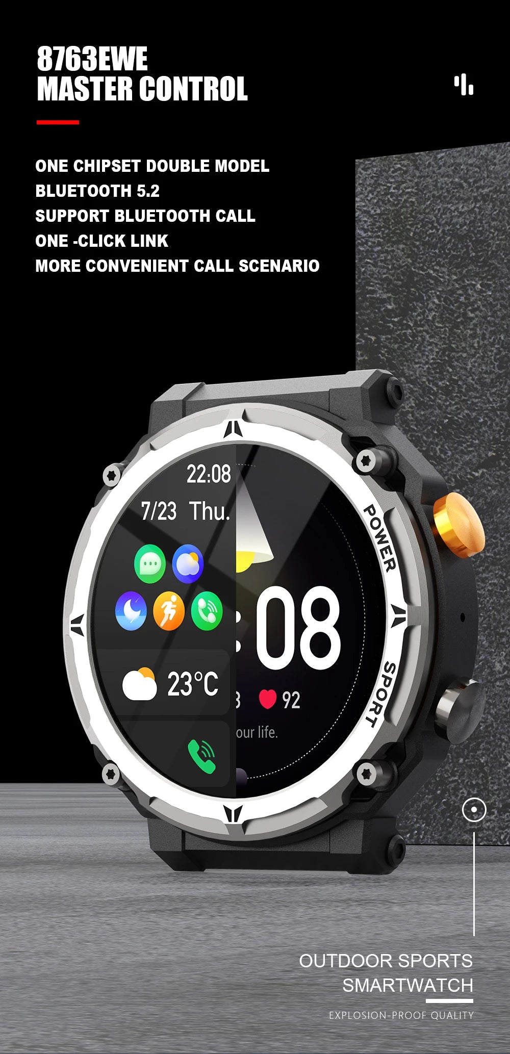 Misirun c21pro relógio inteligente masculino esporte ao ar livre smartwatch bt chamada assistente de voz relógio monitor freqüência cardíaca relógio de pulso à prova d'água.