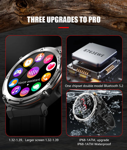 Misirun c21pro relógio inteligente masculino esporte ao ar livre smartwatch bt chamada assistente de voz relógio monitor freqüência cardíaca relógio de pulso à prova d'água.